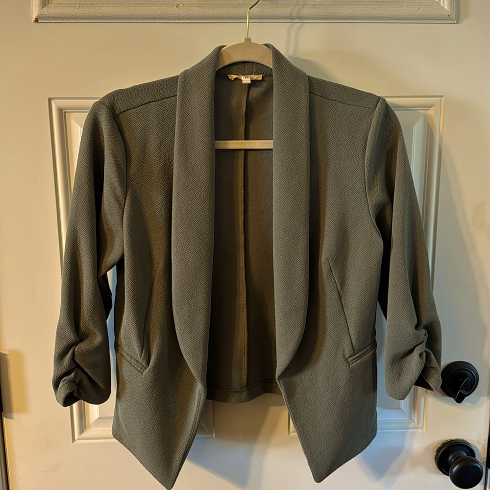 Maurices Olive Green 3/4 Sleeve Blazer
